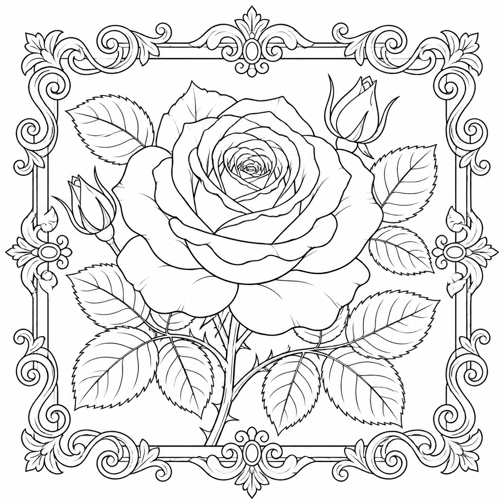 Rose in Ornate Frame